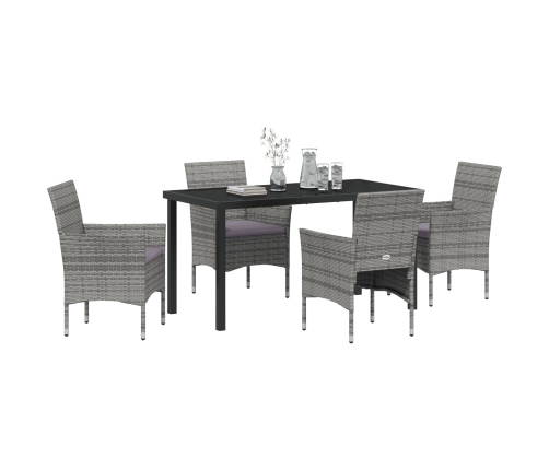Set de Jardín de 5 Piezas  Gris Ratán Poliéster