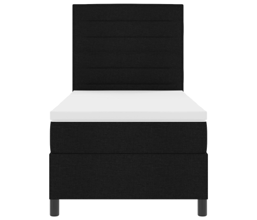 Cama con Box Spring con Colchón Negra 90x200 cm Tela