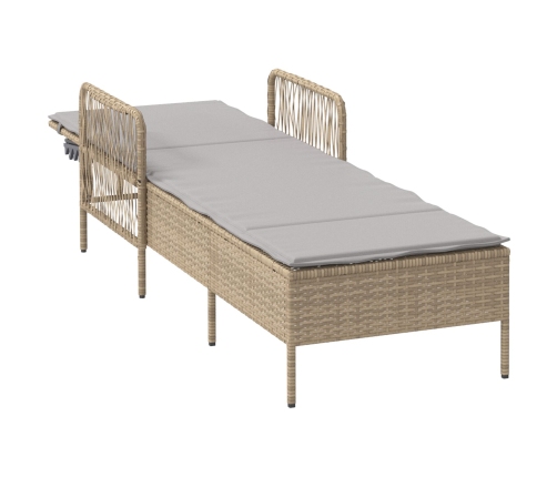 Tumbona Beige y gris claro Ratán PE 157 x 55 x 92 cm Plegable