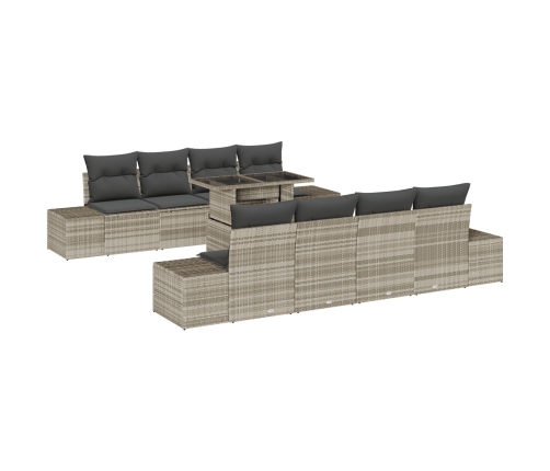 Conjunto de Sofás de Jardín  Set de 7 Gris Ratán, Poliéster