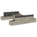 Conjunto de Sofás de Jardín  Set de 7 Gris Ratán, Poliéster