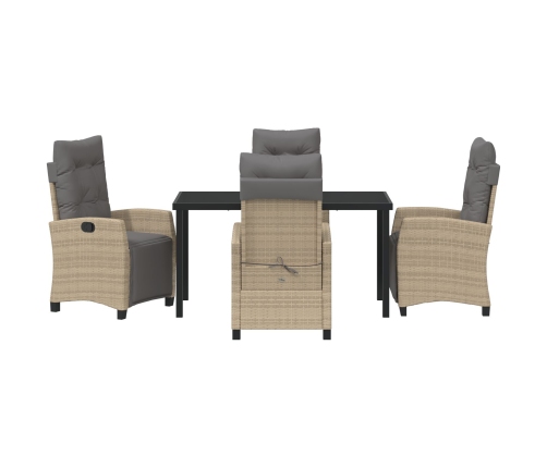 Set de Comedor de Jardín de 5 Piezas Beige de Poliratán