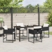 Set de Comedor de Jardín de 5 Piezas con Cojines de Rattan Poliéster Negro