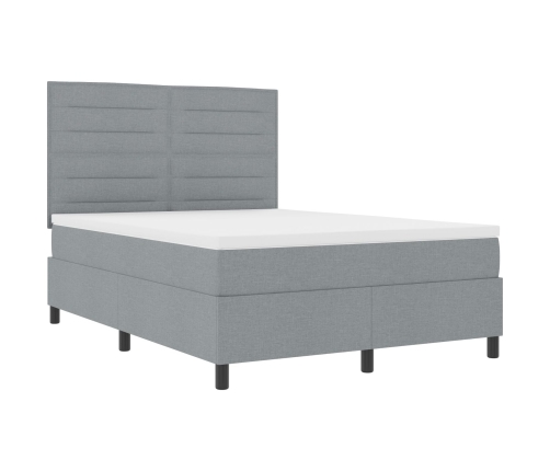 Cama con Box Spring  con Colchón Gris Claro 140x190 cm Tela
