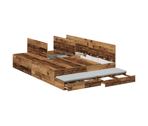 Estructura de Cama con Almacenamiento  Marrón Madera