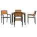 Juego de Comedor Jardín Conjunto de 5 Negro y Marrón Metal y madera