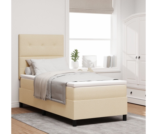 Cama con Somier  con Colchón Crema 100x200 cm Tela