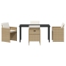 Conjunto de comedor de jardín  de 5 piezas con cojines de poliratán beige