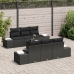 Set de Sofá de Jardín de 7 Piezas con Cojines Negro Poliratán