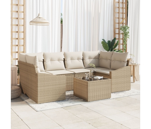 Set de Sofá de Jardín  7 Piezas Beige Ratán