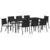 Conjunto de Comedor de Jardín de 9 Piezas  Negro Poliratán