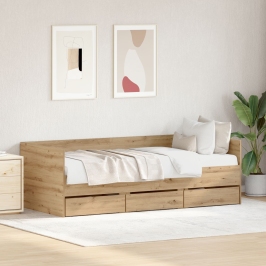 Cama Día  Roble artesanal Madera elaborada 90 x 190 cm Duradera