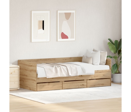 Cama Día  Roble artesanal Madera elaborada 90 x 190 cm Duradera