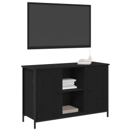 Cabinet para TV  Roble Negro 101x35x65 cm Madera Elaborada y Acero