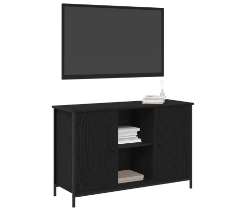 Cabinet para TV  Roble Negro 101x35x65 cm Madera Elaborada y Acero