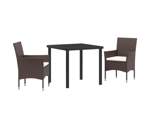 Conjunto de Comedor de Jardín de 3 Piezas Marrón Poliratán