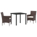 Conjunto de Comedor de Jardín de 3 Piezas Marrón Poliratán