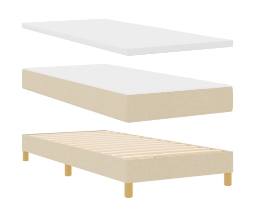 Cama con Somier y Colchón Crema 90x200 cm Tela
