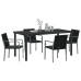 Juego de comedor de jardín de 5 piezas  con cojines de ratán negro