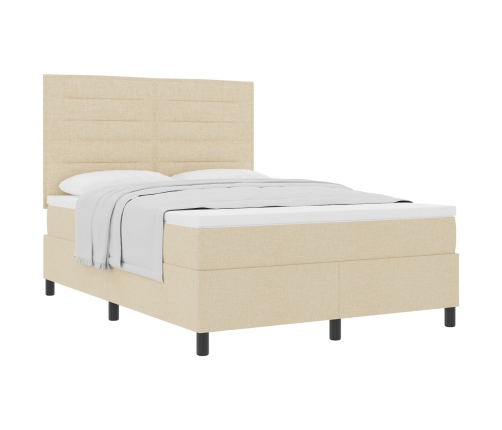Cama Box Spring  con Colchón Crema 140x190 cm Tela