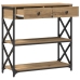 Mesa Consola  de Roble Artesanal 75x28x75 cm Madera Ingenierizada y Acero
