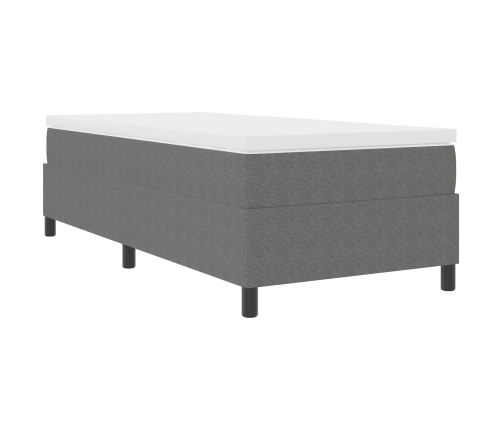 Cama Box Spring de  con Colchón Gris 90x200 cm Tela de Microgamuza