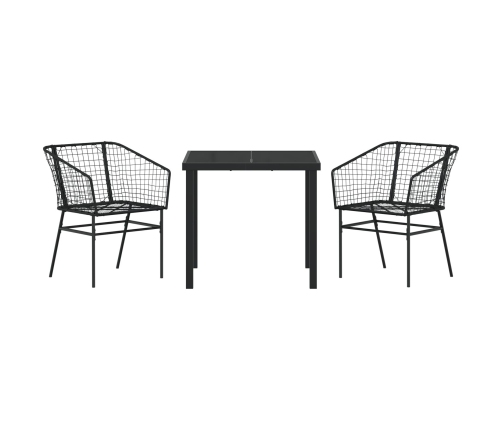 Juego de Comedor de Jardín  de 3 piezas Negro Poliratán