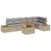 Conjunto de comedor de jardín  de 7 piezas con cojines Beige Ratán Poliéster Acacia
