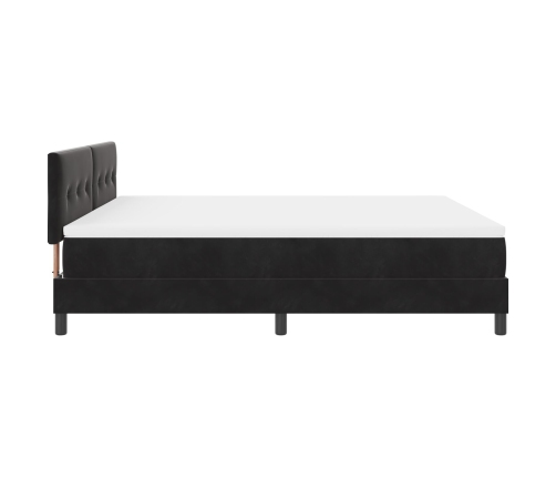 Cama con somier y colchón  Negro Super King Terciopelo
