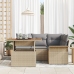Conjunto de Comedor de Jardín de 5 Piezas con Cojines Beige Ratán Poliéster Acacia