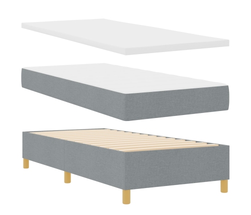 Cama con Somier  con Colchón y Banco Gris Claro 90x200 cm Tela