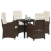 Set de Comedor de Jardín de 5 Piezas con Cojines Marrón Poliratán