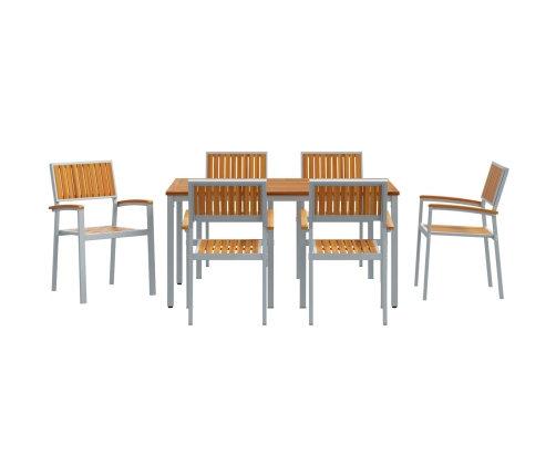 Conjunto de Comedor de Jardín  7 Piezas Gris Metal Resistente