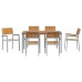 Conjunto de Comedor de Jardín  7 Piezas Gris Metal Resistente