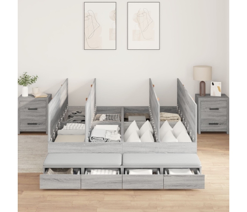 Marco de Cama con Almacenamiento  Gris Madera Resistente