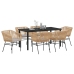 Set de Comedor de Jardín  de 7 Piezas con Cojines Marrón Ratán Poliéster