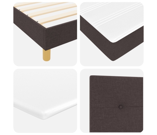 Cama Box Spring  con Colchón & LED Marrón Oscuro 200x200 cm Tela