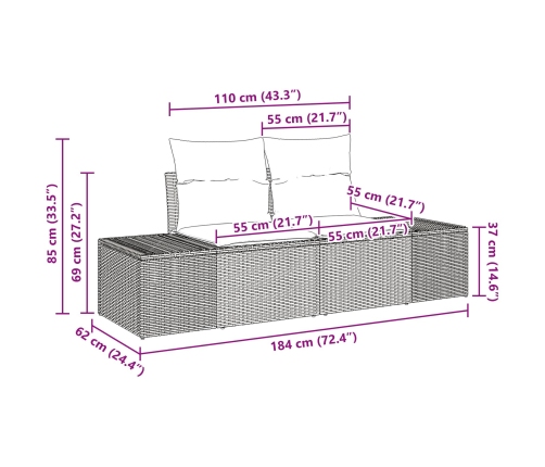 Conjunto de Sofás de Jardín  Conjunto de 8 Gris Claro