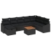 Set de sofá de jardín de 9 piezas con cojines ratán negro