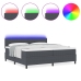 Cama con Box Spring  con Colchón Gris Oscuro Tejido de corduroy