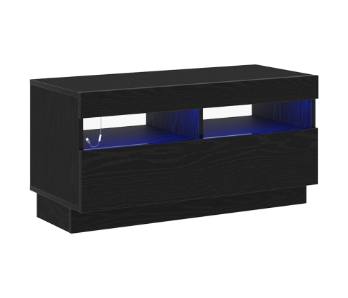 Mueble de TV  con luces LED en roble negro, 80x35x40 cm, de madera