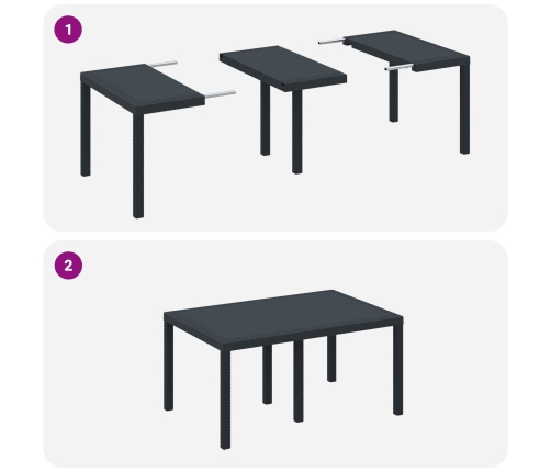 Juego de Comedor de Jardín de 7 Piezas Anthracite de Rattan Poliéster