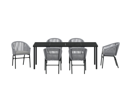 Conjunto de comedor de jardín de 7 piezas  Gris Ratán Sintético