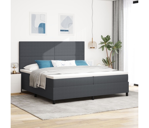 Cama con Somier  con Colchón&LED Gris Oscuro 200x200 cm Tela de Pana