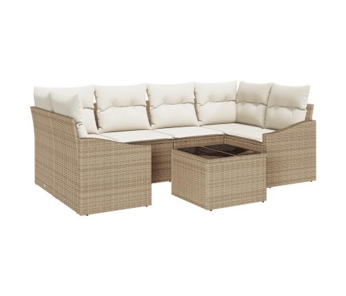 Set de Sofá de Jardín  7 Piezas Beige Ratán
