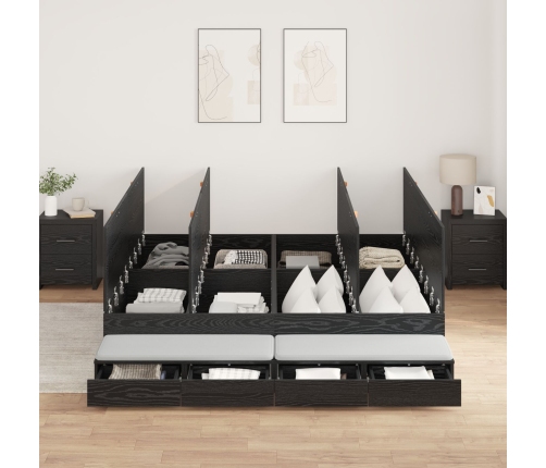 Estructura de cama con almacenamiento  Roble negro Madera elaborada