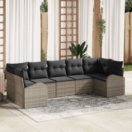 Conjunto de Sofá de Jardín  Conjunto de 7 Gris Oscuro Ratán