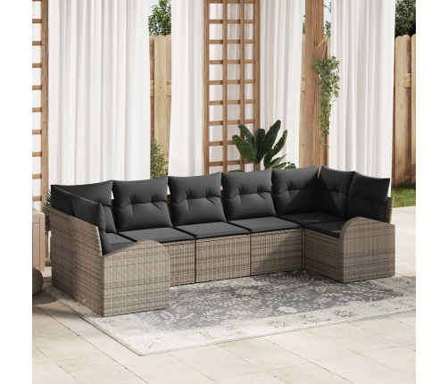 Conjunto de Sofá de Jardín  Conjunto de 7 Gris Oscuro Ratán