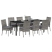 Conjunto de comedor de jardín de 9 piezas  en gris polirratán