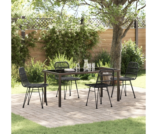 Juego de 5 Sillas de Comedor de Jardín Negras de Poliratán